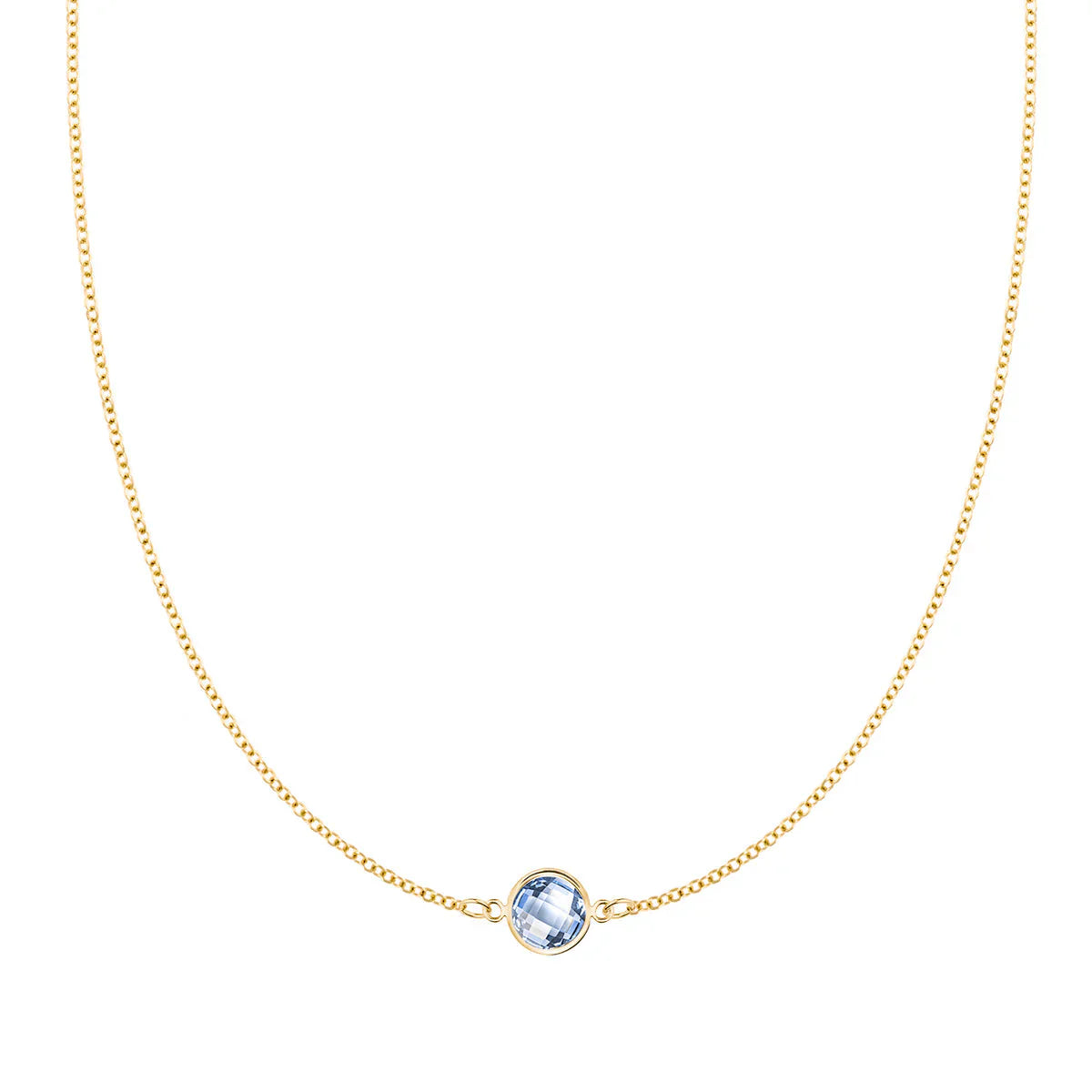 0.90CT Round Solitaire Aquamarine Moissanite March Birthstone Necklace