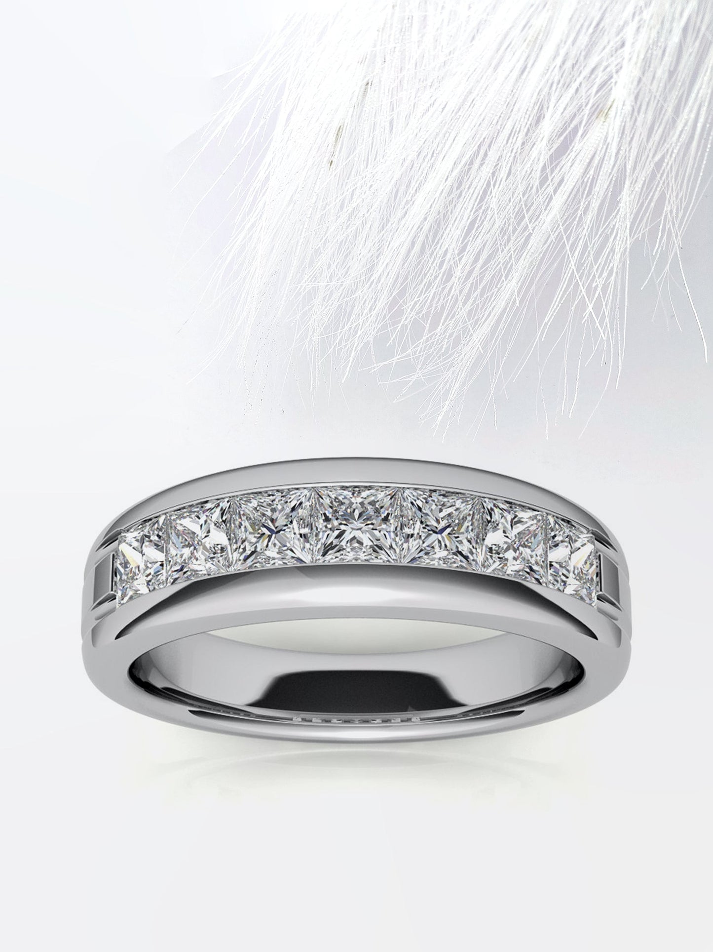 Princess Cut Seven Stone Moissanite Men's Diamond Wedding Band