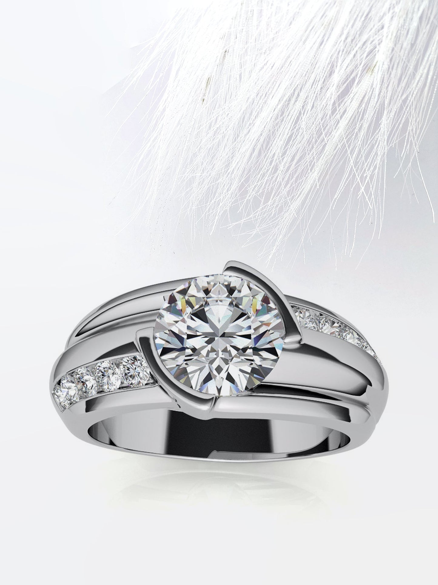 Round Cut Channel Moissanite Men's Diamond Wedding Band