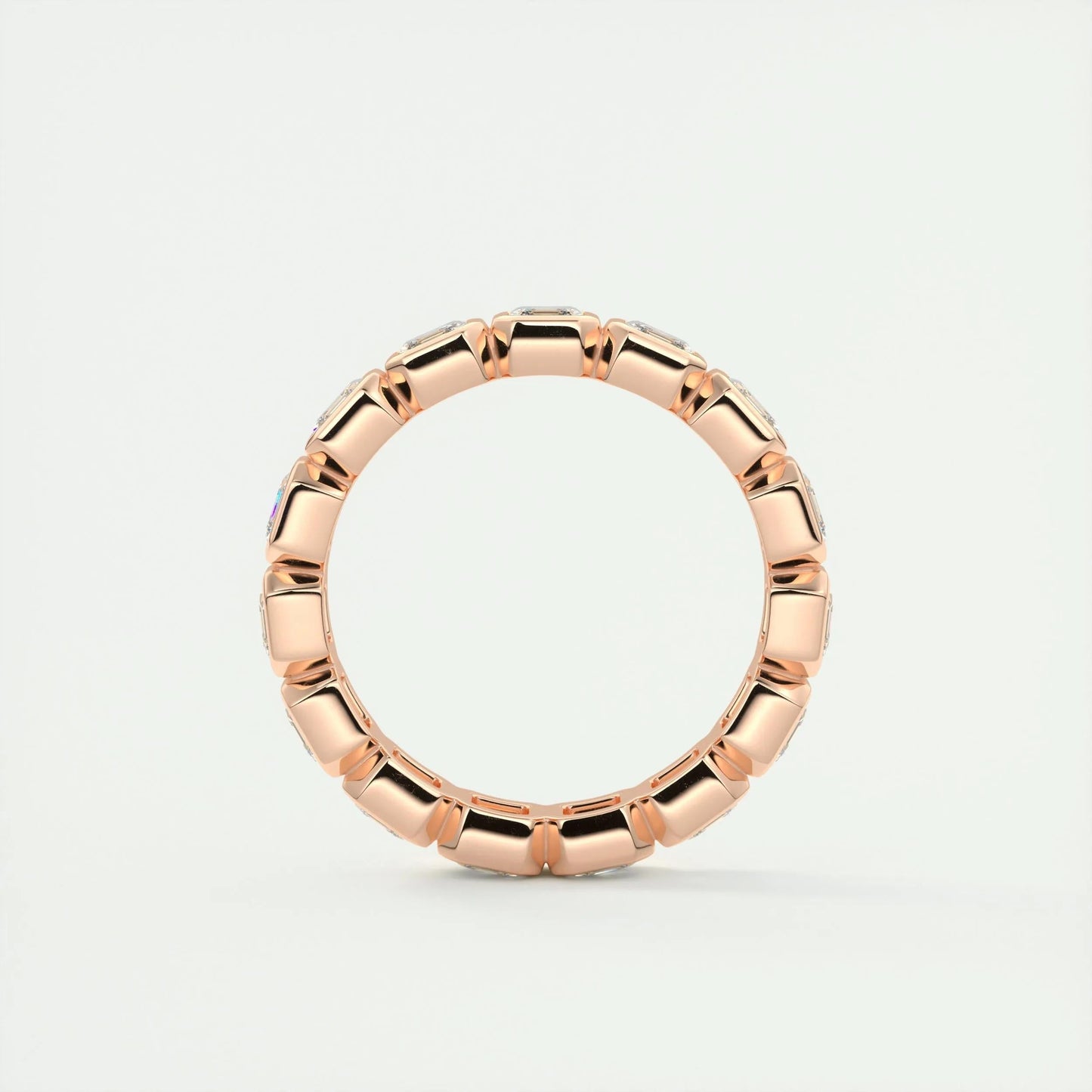 2.25 Asscher Cut Full Bezel Setting Moissanite Bridal Wedding Band