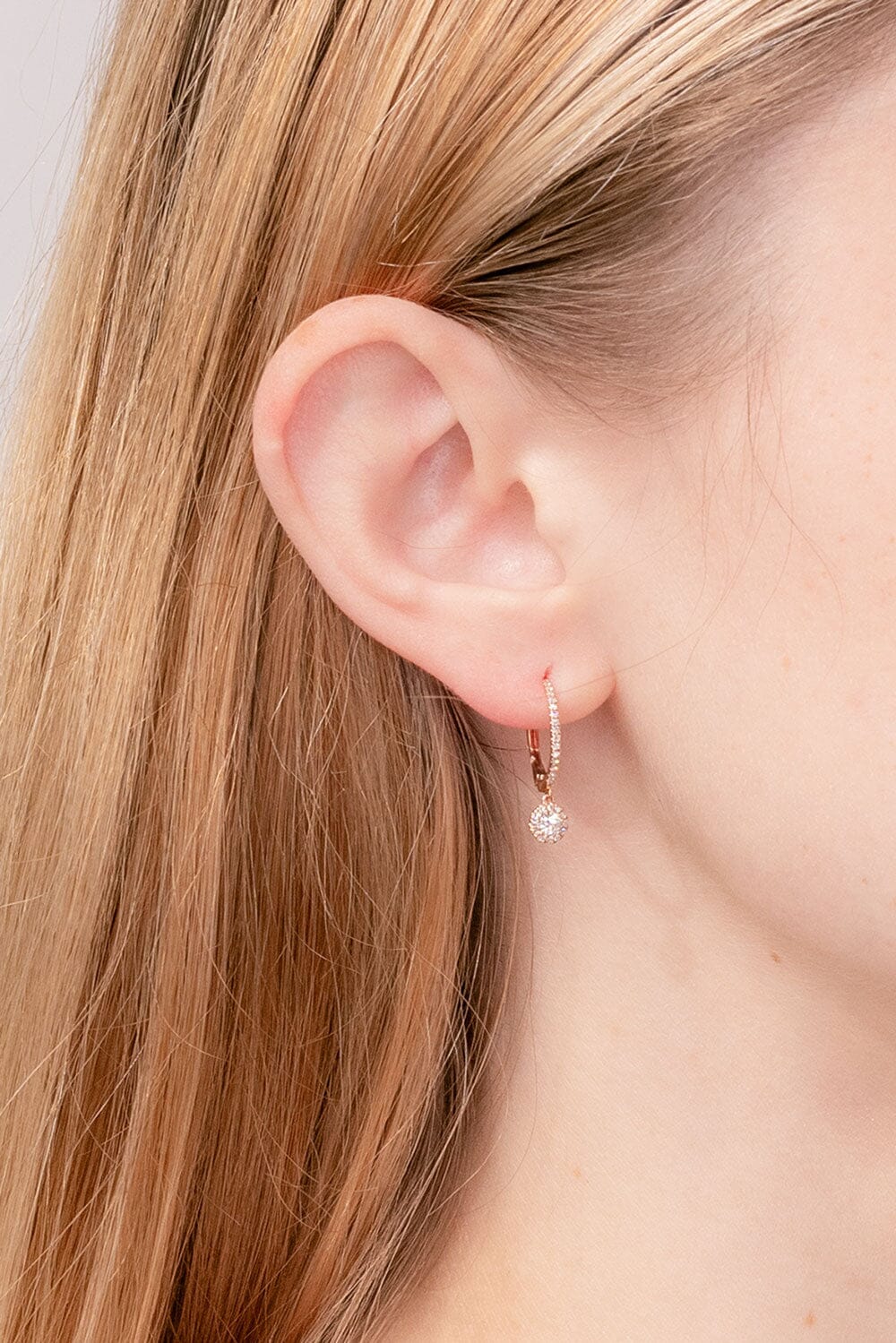 0.60 TCW Round Moissanite Halo Drop Earrings