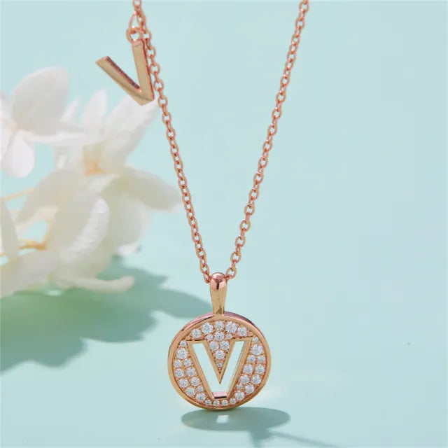 \ V \" Letter Moissanite Diamond Necklace for Women"