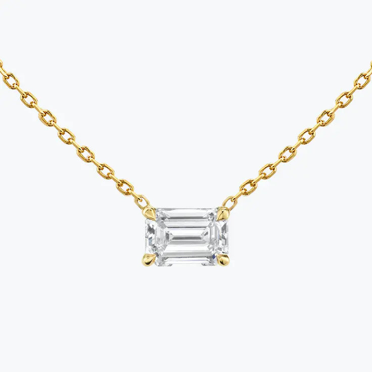 0.25-1.0 CT Emerald Moissanite Diamond Solitaire Necklace