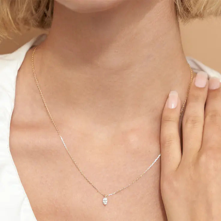 0.25-1.0 CT Marquise Moissanite Diamond Solitaire Necklace