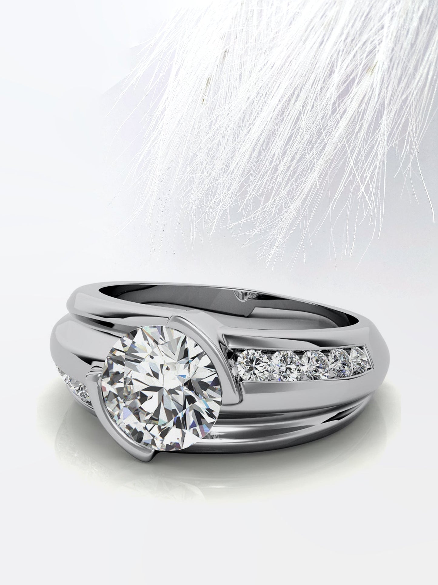 Round Cut Channel Moissanite Men's Diamond Wedding Band