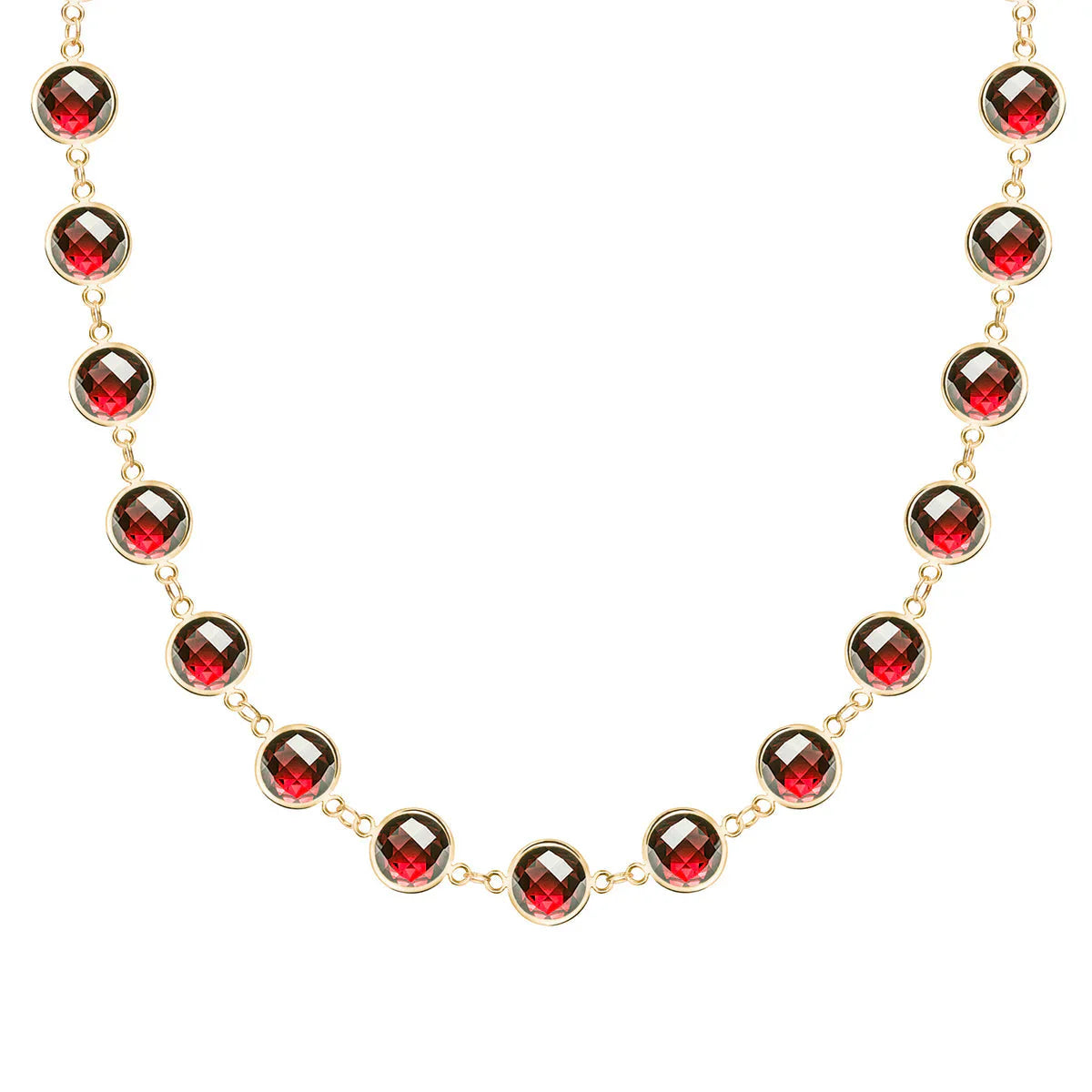 15.38 TCW Round Garnet Moissanite Diamond January Birthstone Necklace