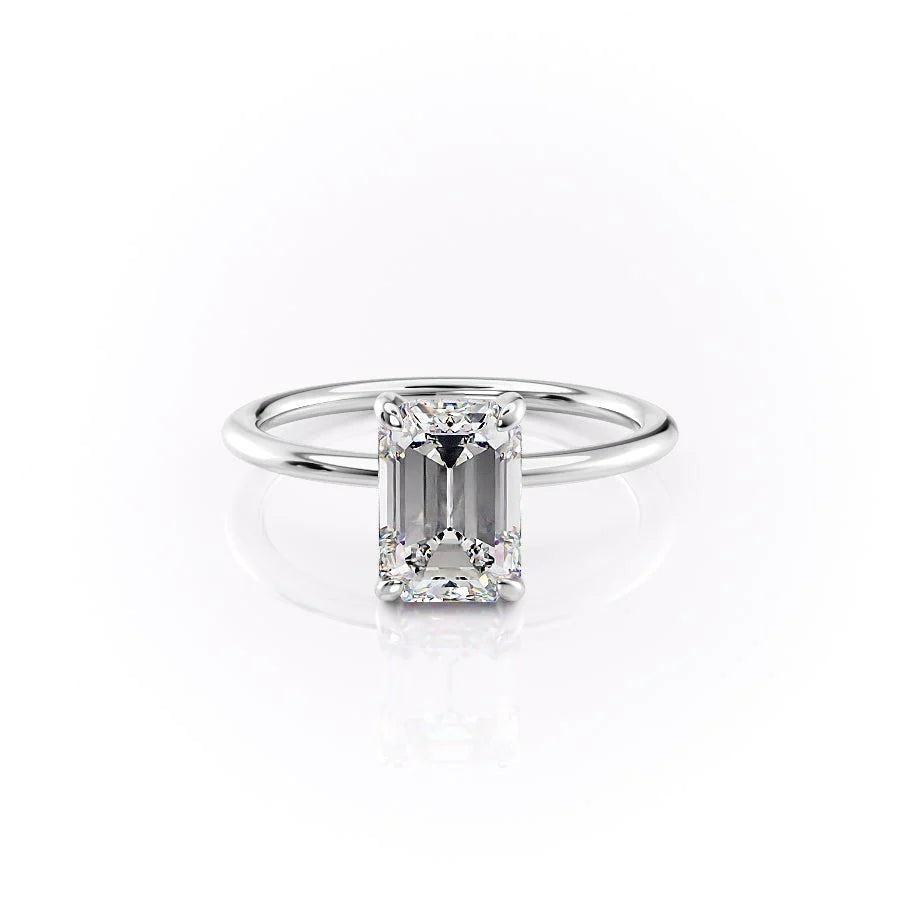 4.0 CT Emerald Moissanite Hidden Halo Engagement Ring