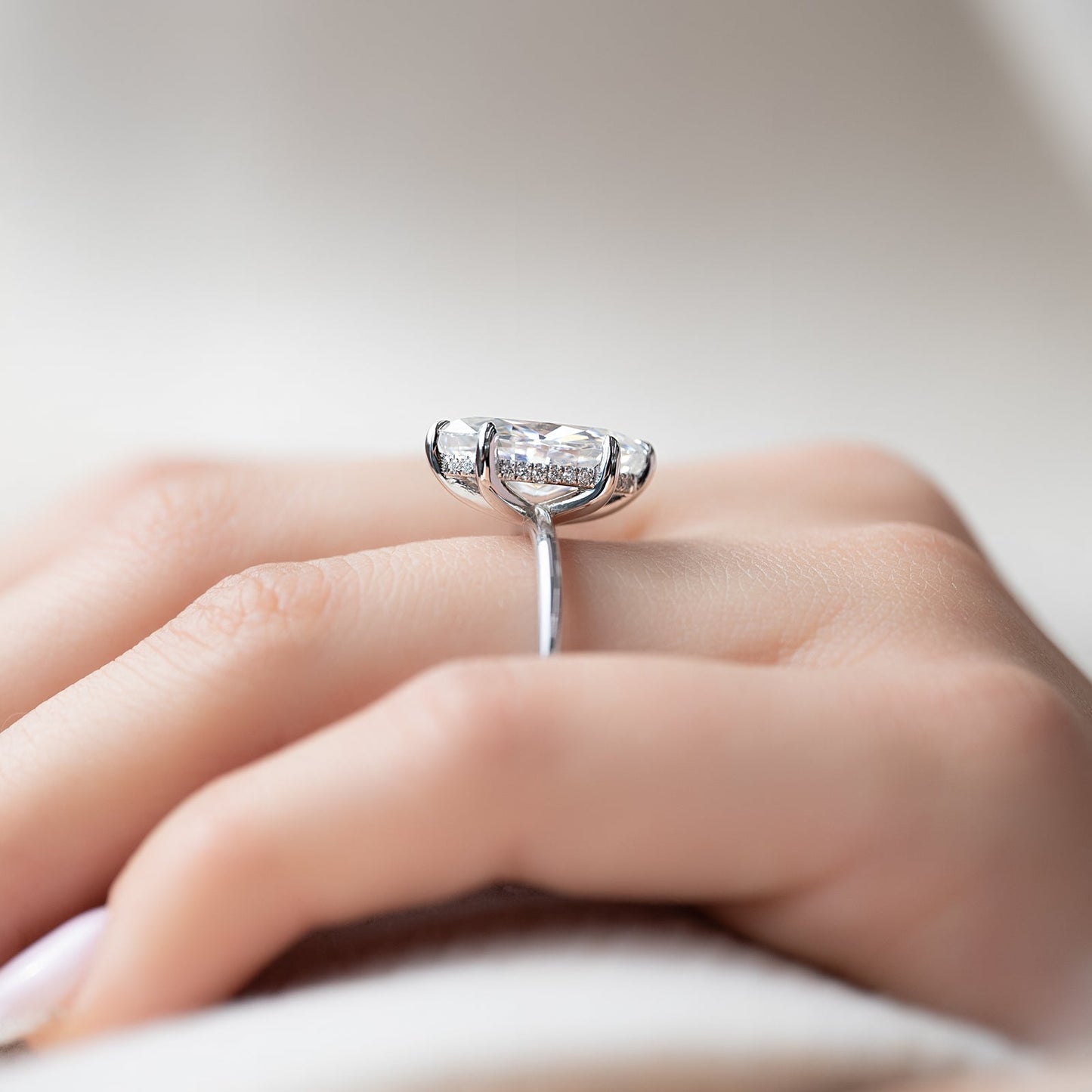 3.0 CT Marquise Moissanite Hidden Halo Engagement Ring
