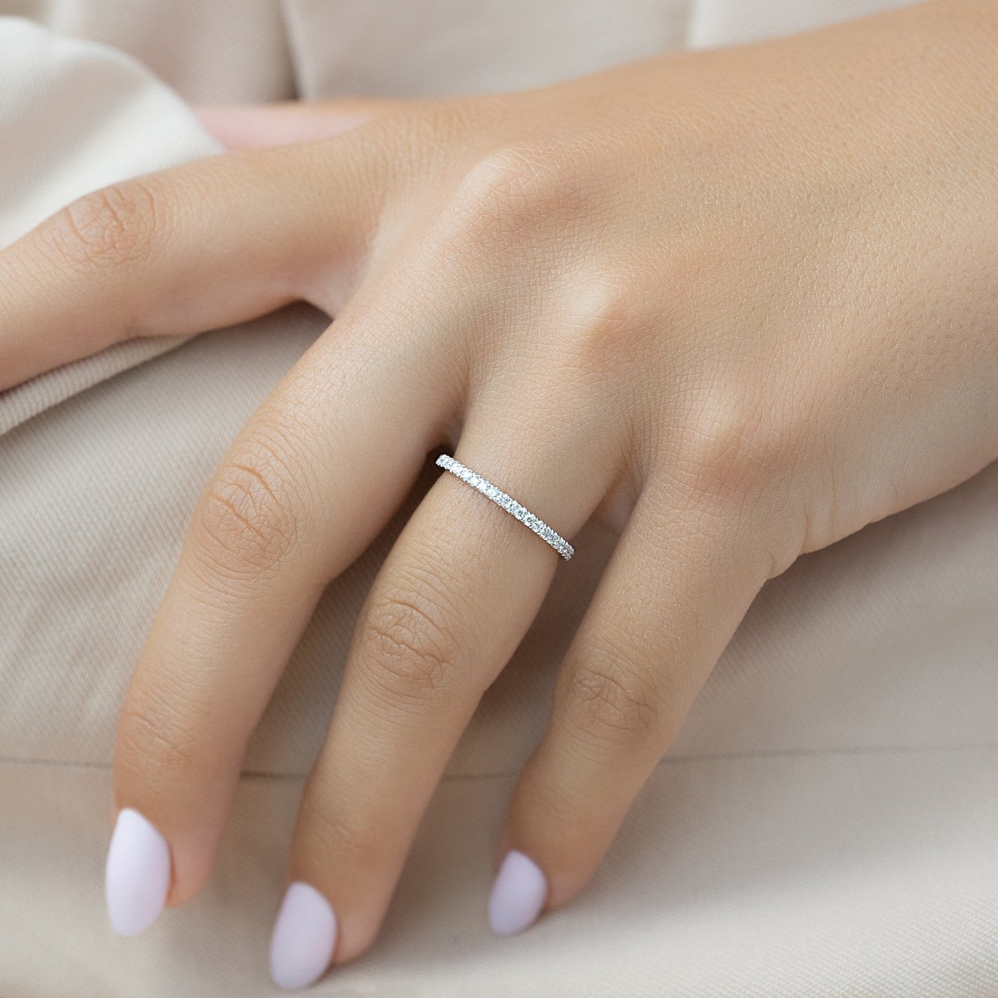 0.15 TCW Round Moissanite Full Eternity Wedding Band