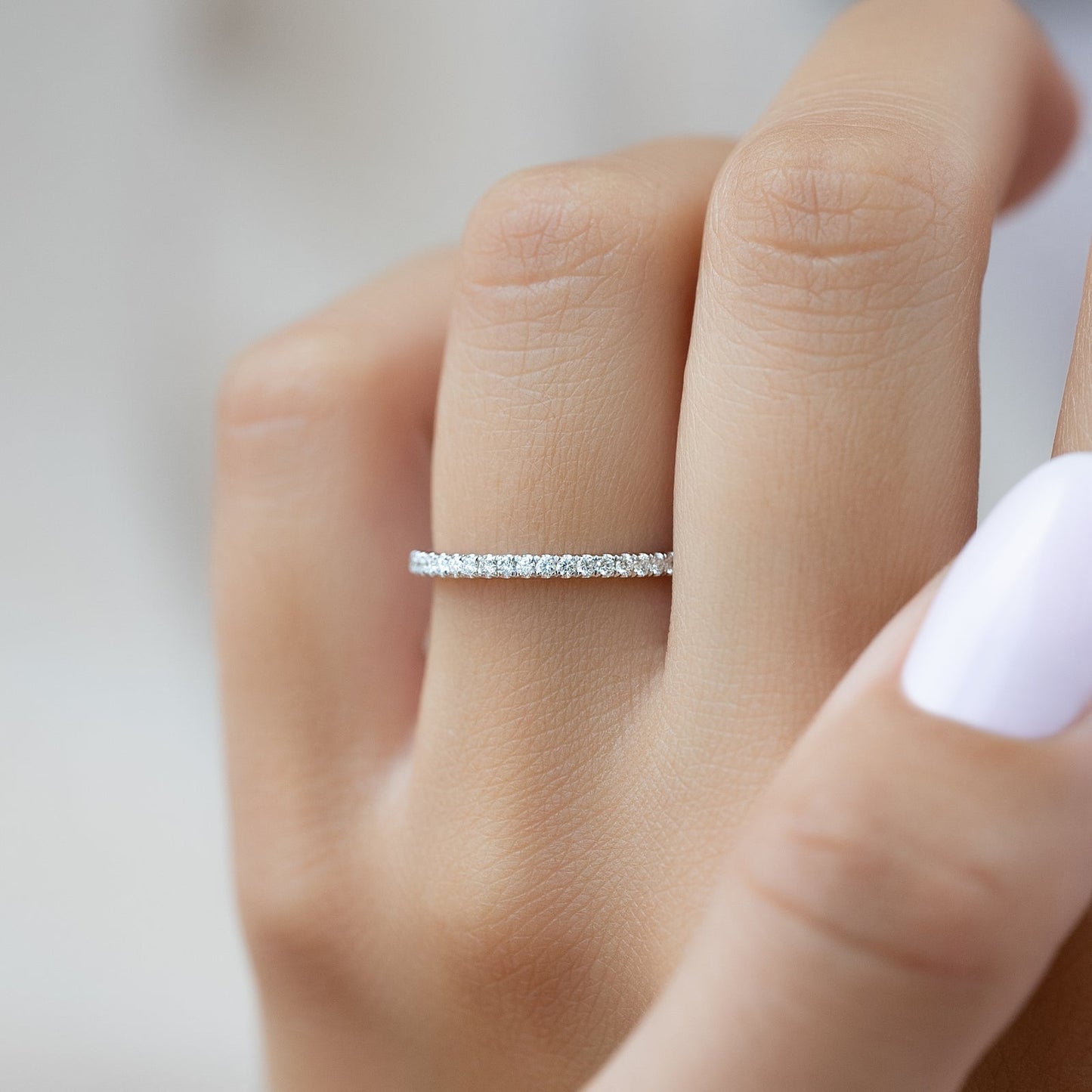 0.15 TCW Round Moissanite Full Eternity Wedding Band