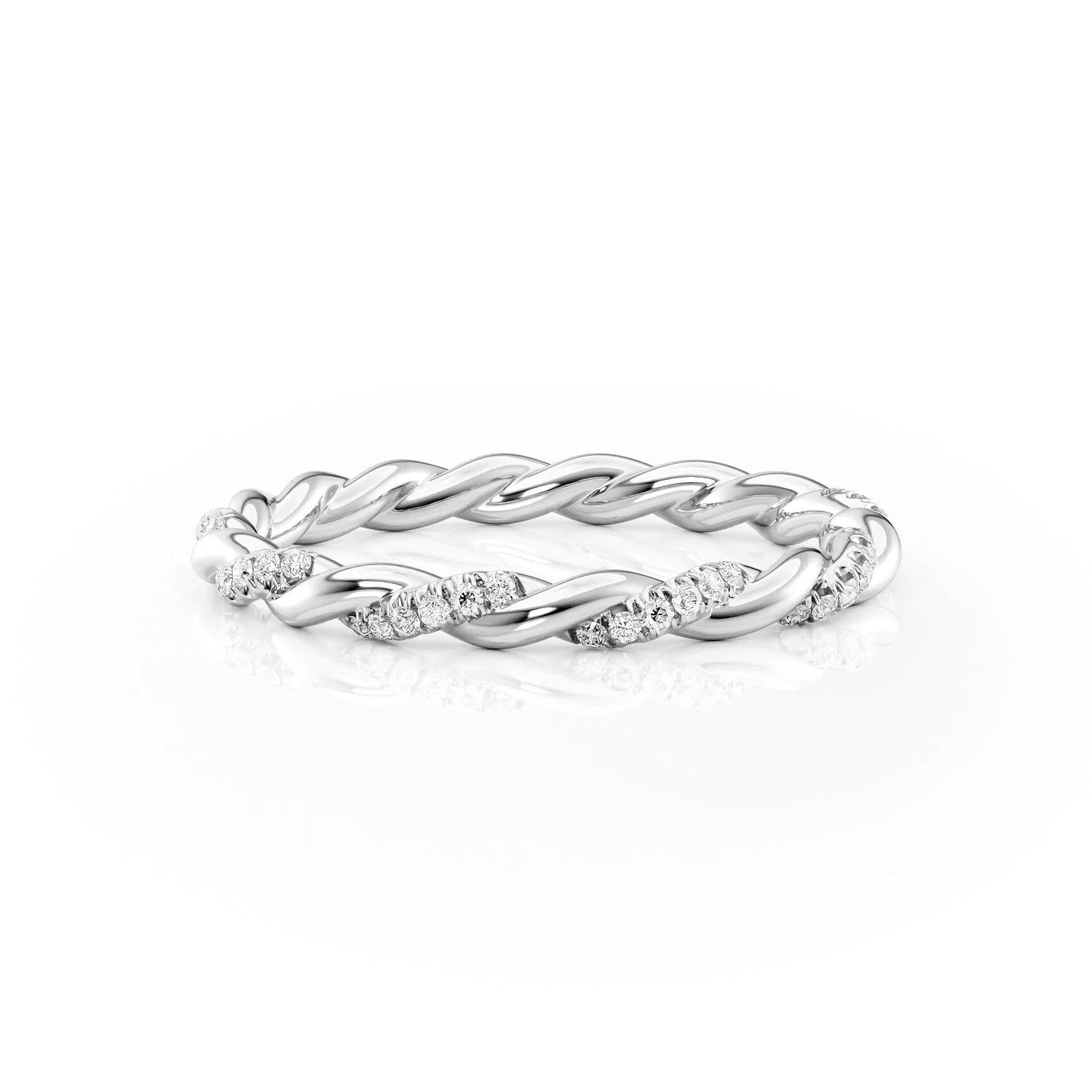 0.05 TCW Round Moissanite Twisted Wedding Band