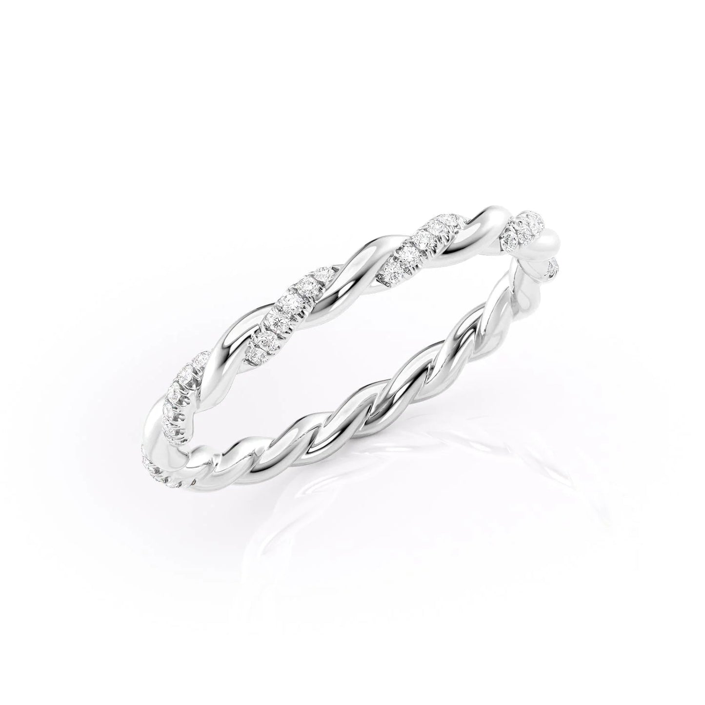 0.05 TCW Round Moissanite Twisted Wedding Band