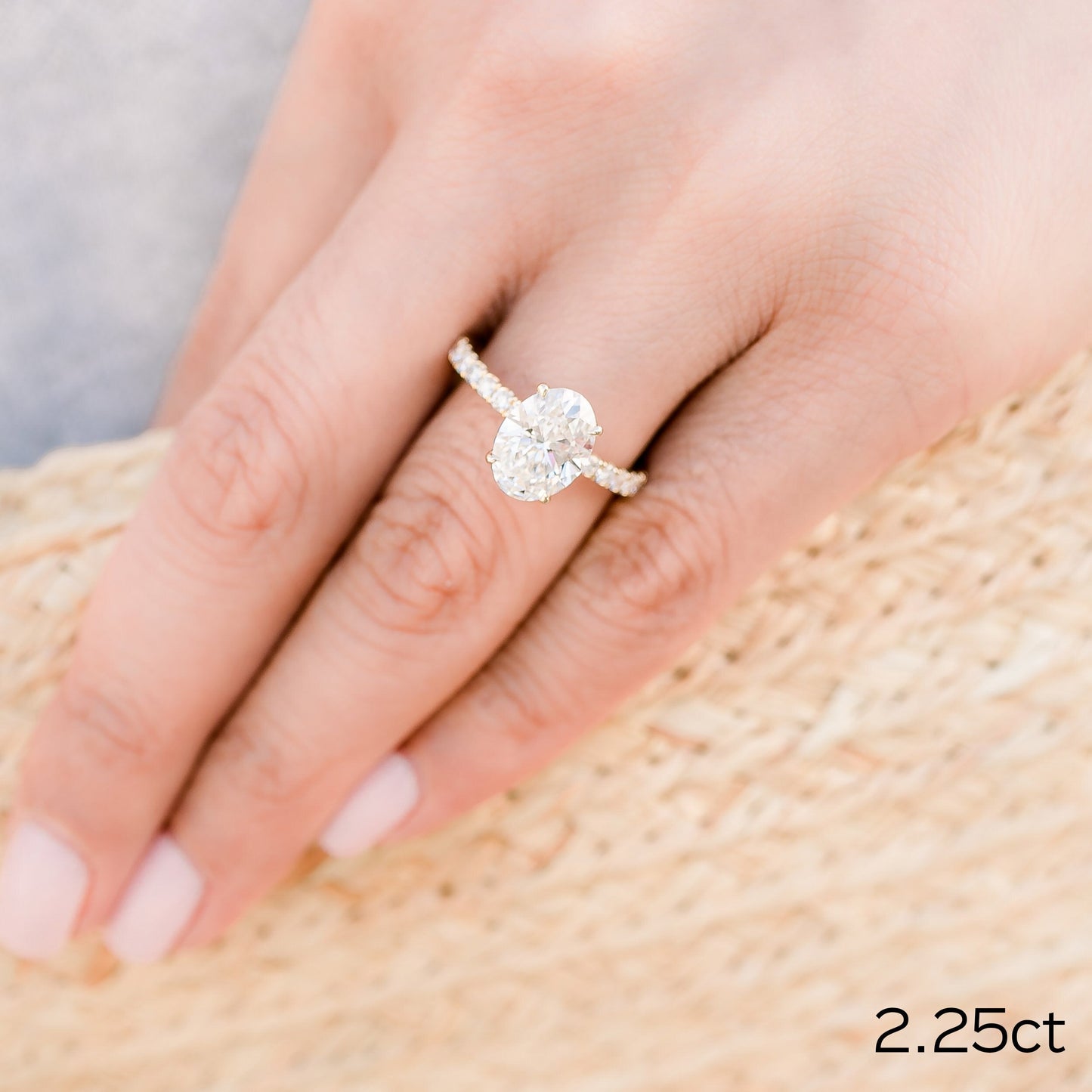 2.25CT Oval Cut Moissanite Pave Diamond Engagement Ring