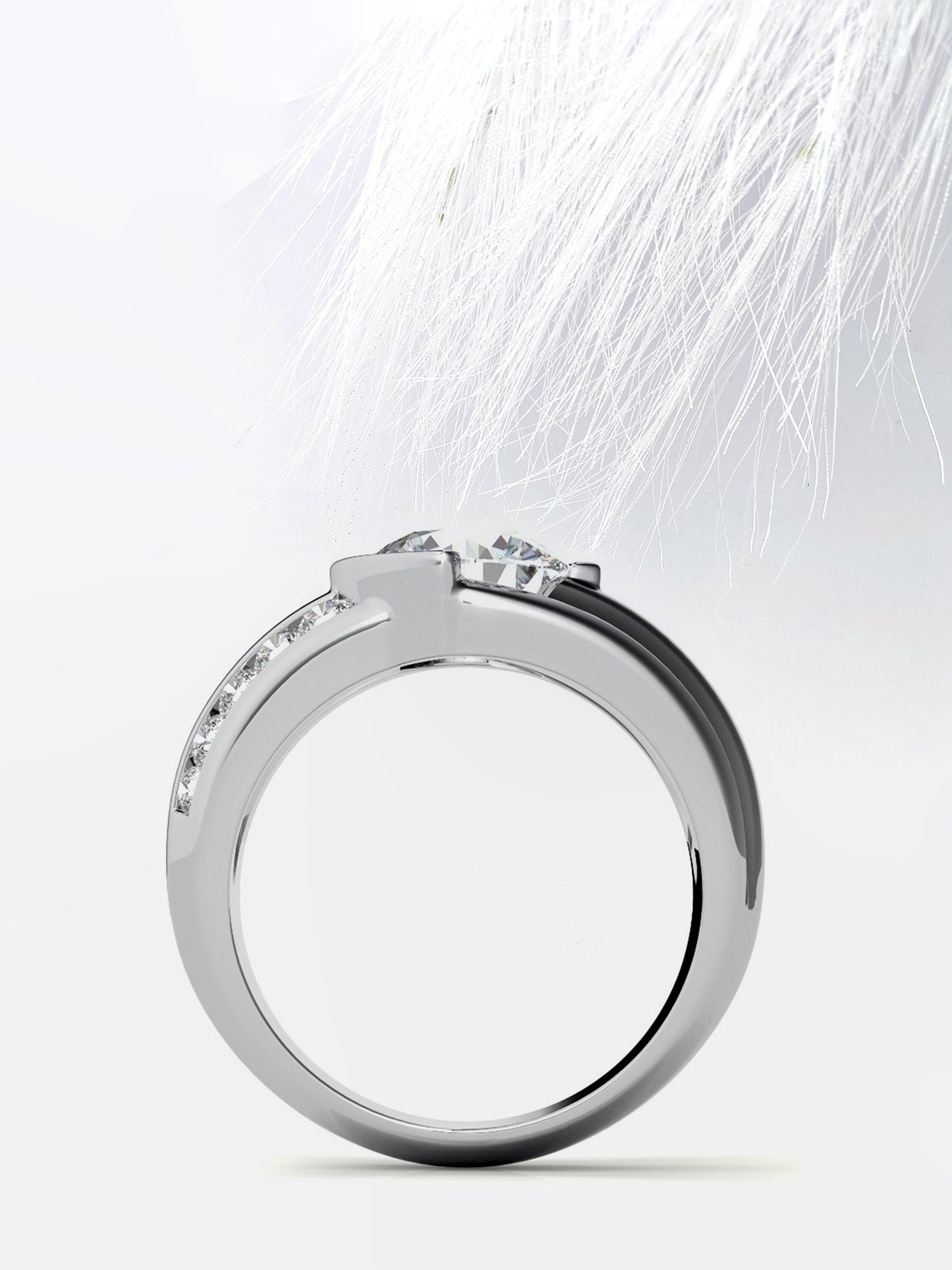 Round Cut Channel Moissanite Men's Diamond Wedding Band