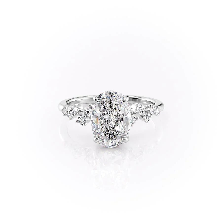 2.50 CT Oval Moissanite Hidden Halo Engagement Ring