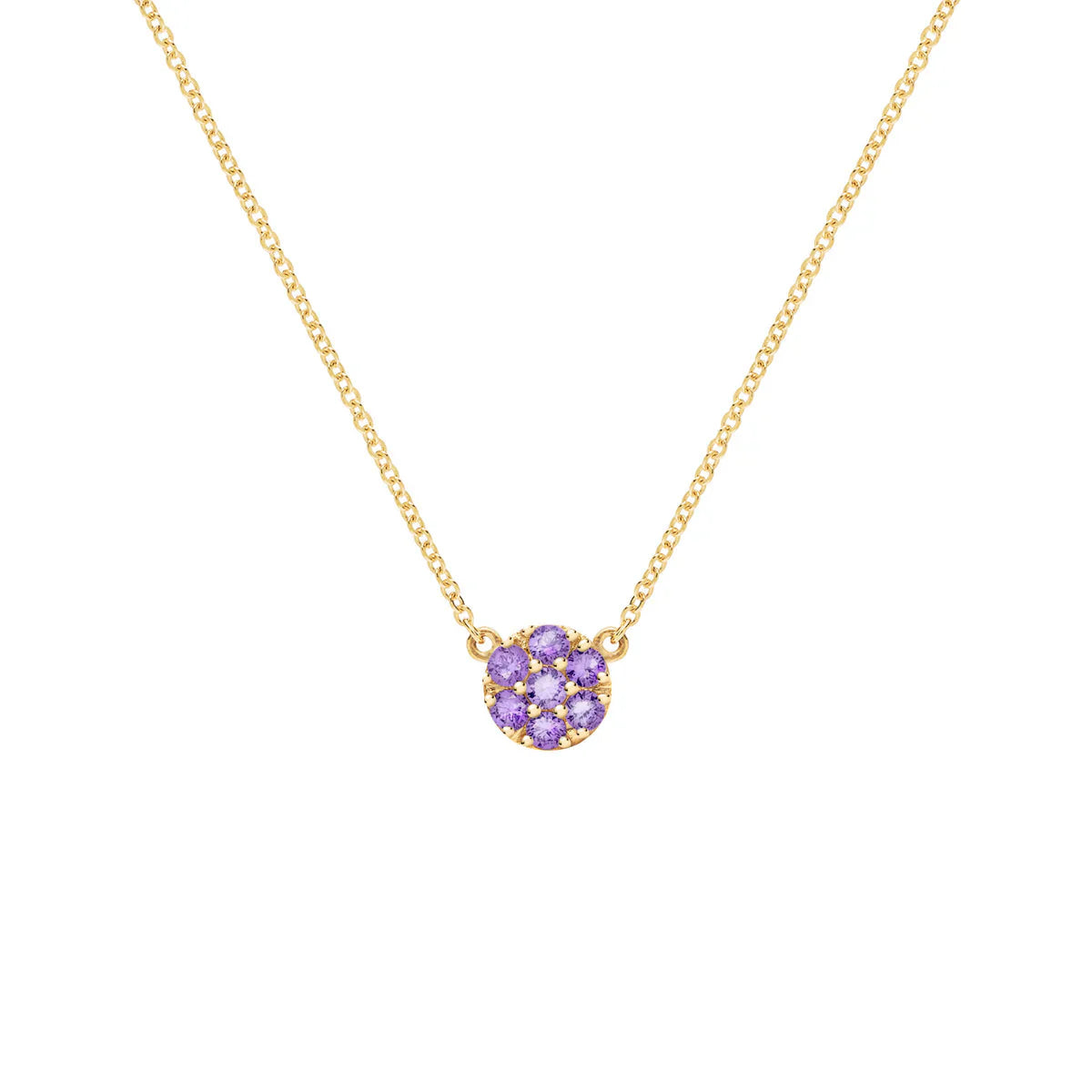 0.90 TCW Round Cut Floral Moissanite February Birthone Necklace