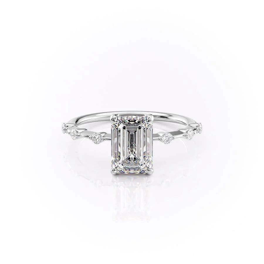2.0 CT Emerald Moissanite Dainty Engagement Ring