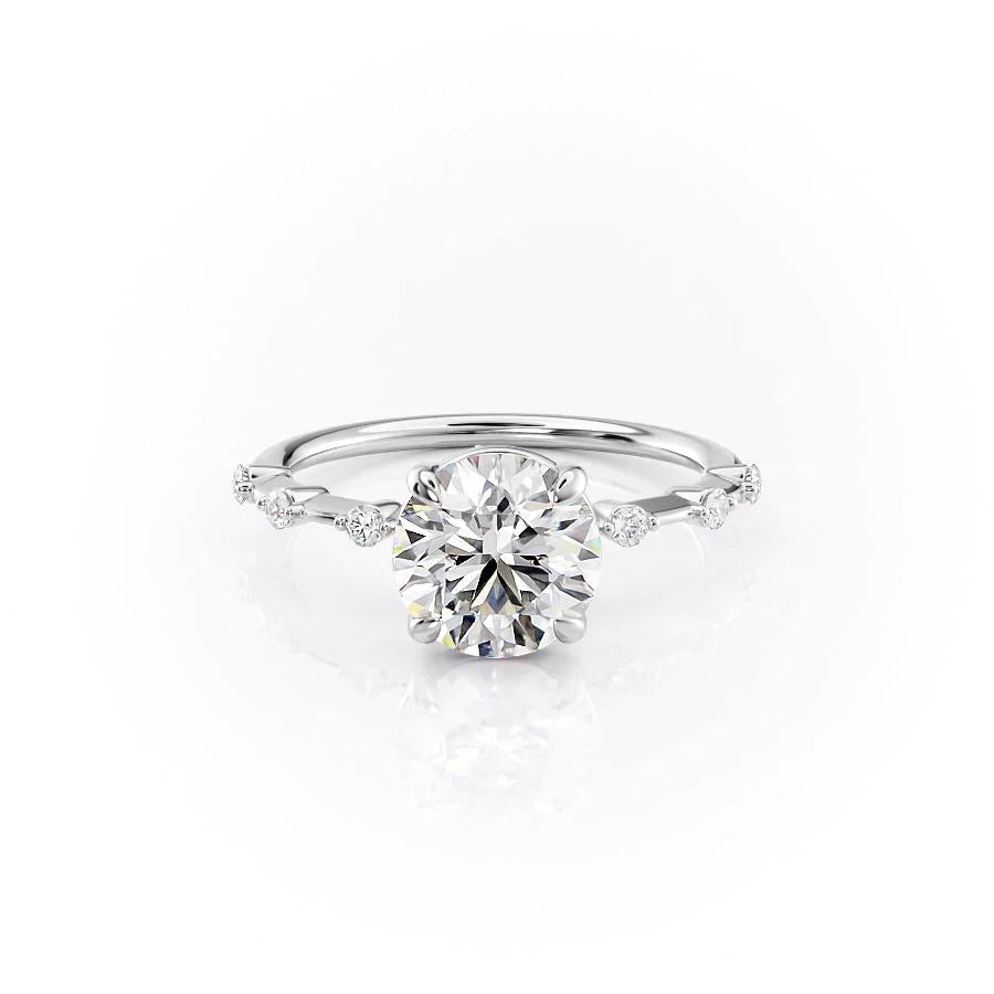 1.50 CT Round Moissanite Dainty Pave Setting Engagement Ring