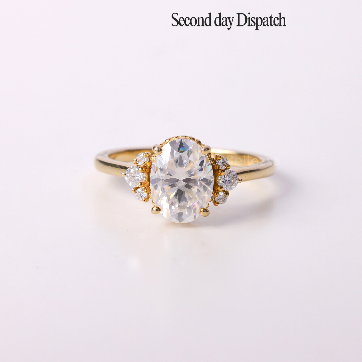 1.0CT Oval Cut Cluster Moissanite Engagement Ring - Ready to Ship