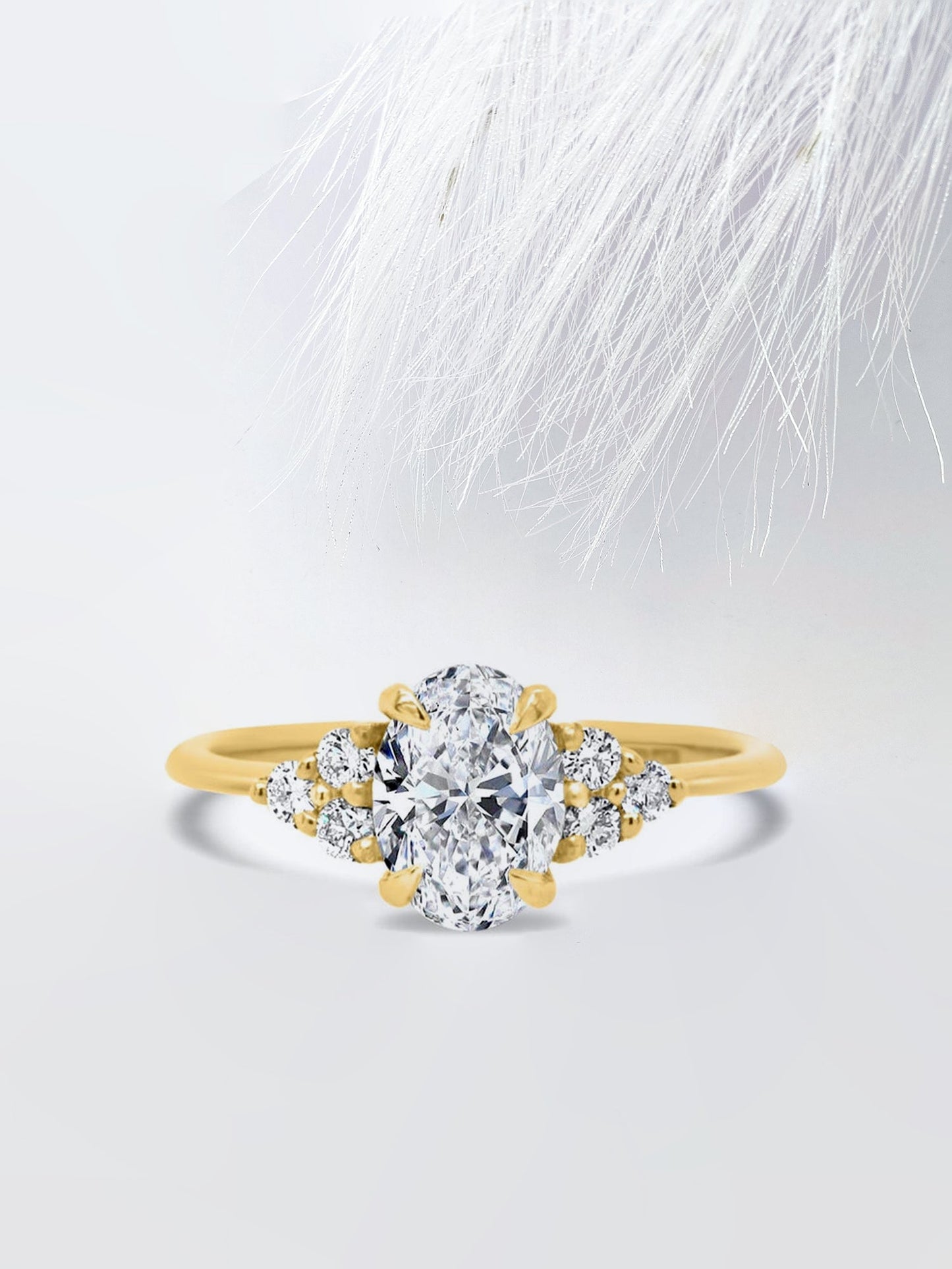 1.0CT Oval Cut Cluster Moissanite Diamond Engagement Ring For Women