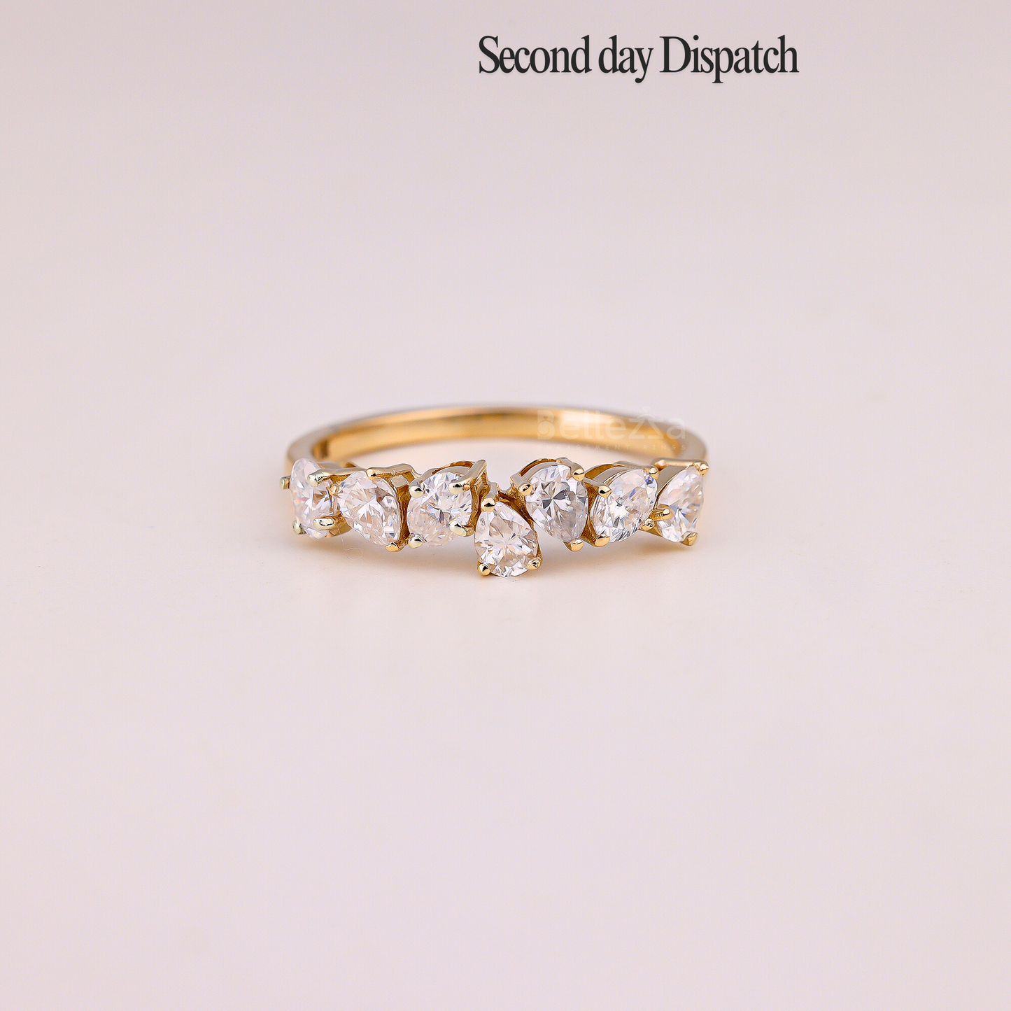Pear & Oval Cut Half Eternity Moissanite Wedding Band - Ready to Ship