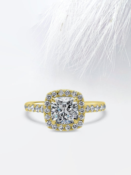 2.0CT Cushion Cut Halo Moissanite Diamond Engagement Ring For Women