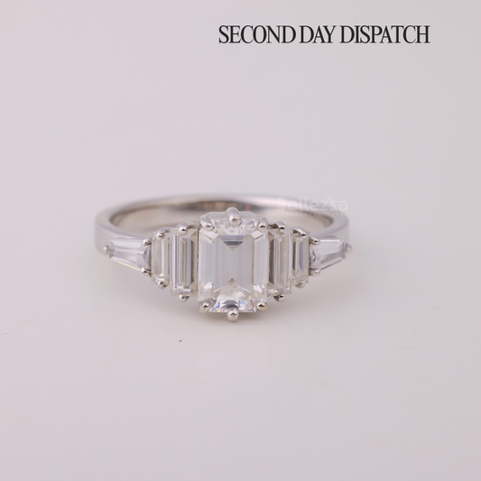 1.0CT Emerald Cut Cluster Moissanite Engagement Ring - Ready to ship
