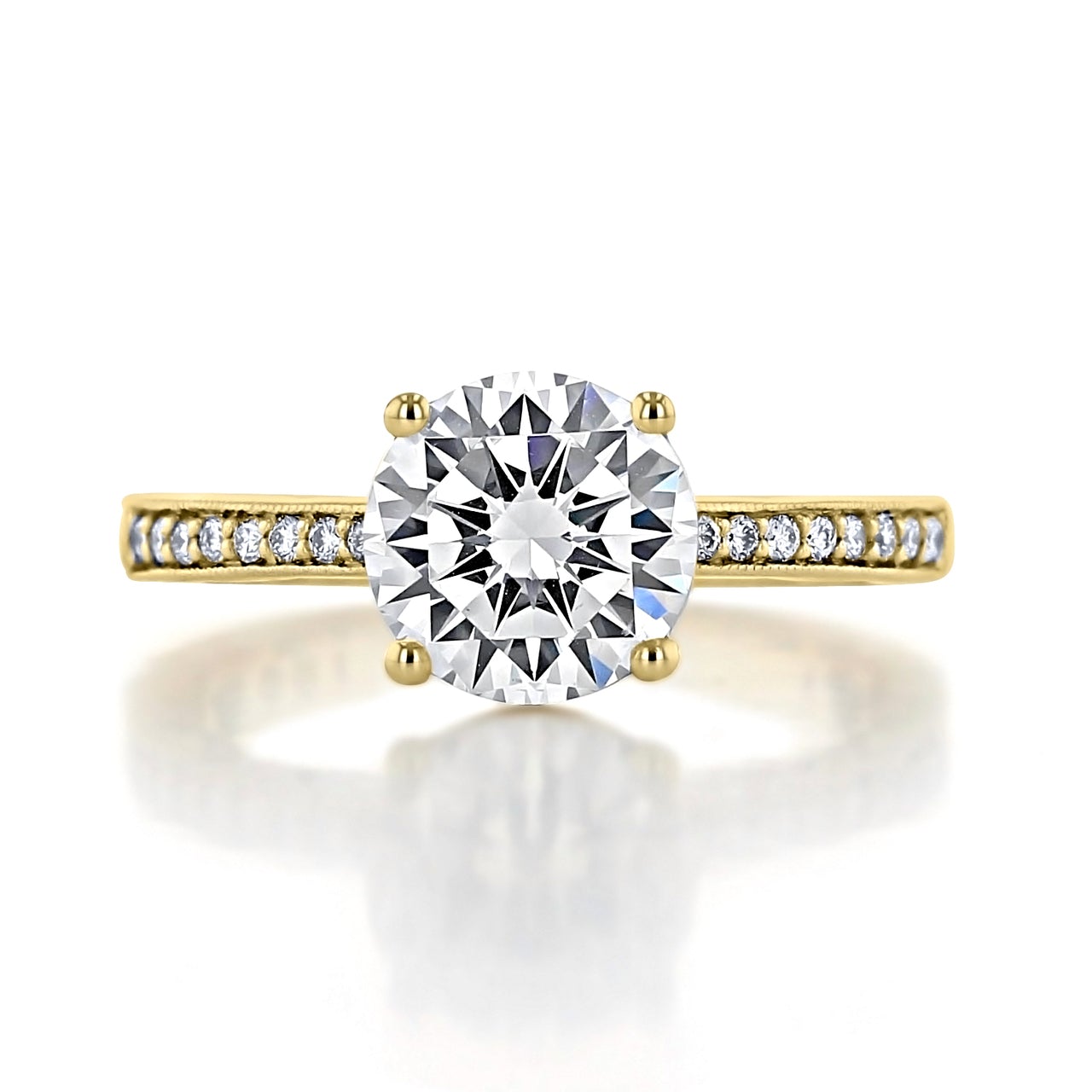 2.0CT Round Cut Vintage Style Moissanite Engagement Ring