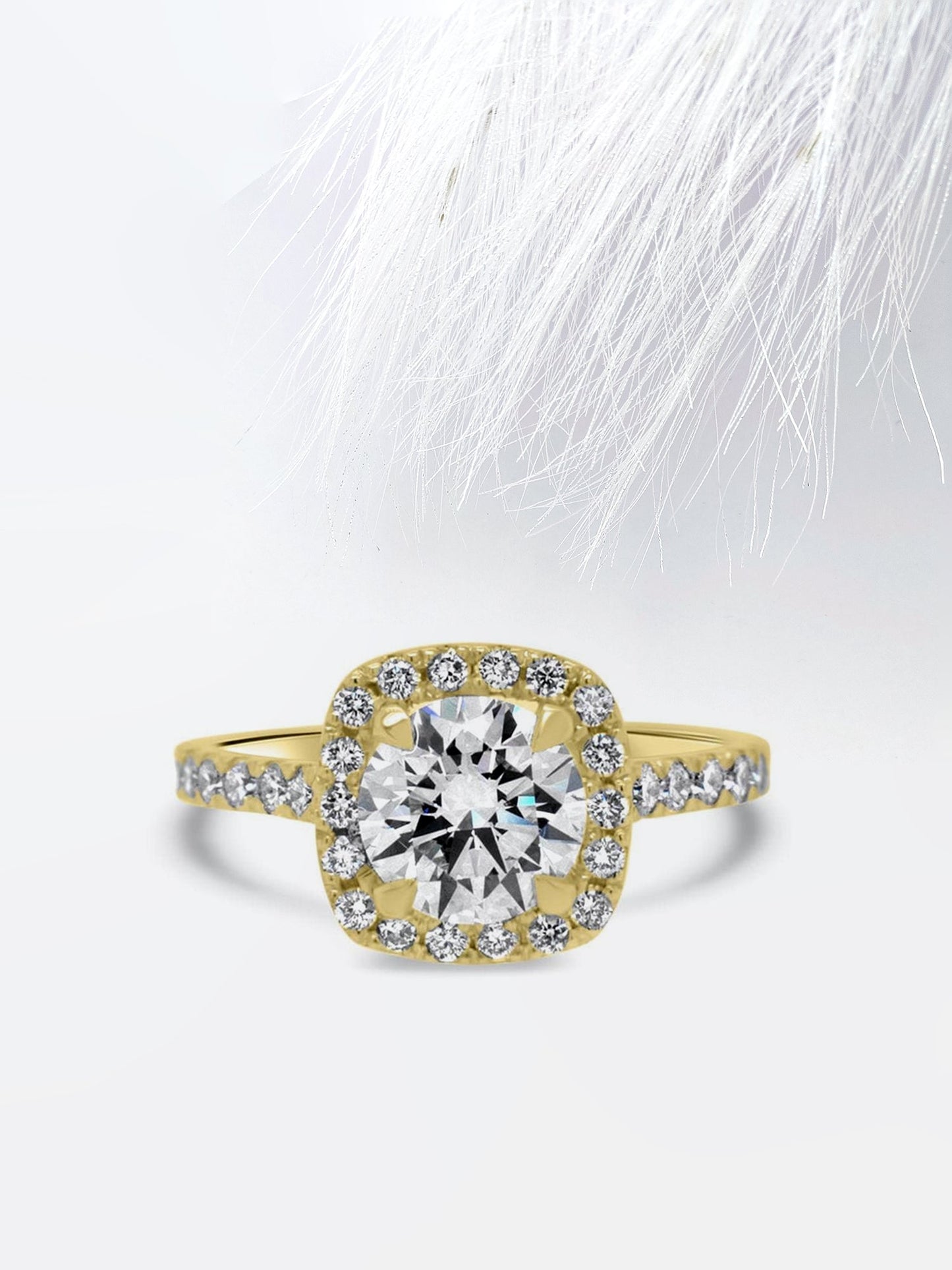 2.0CT Pear Cut Halo Moissanite Diamond Engagement Ring in Yellow Gold