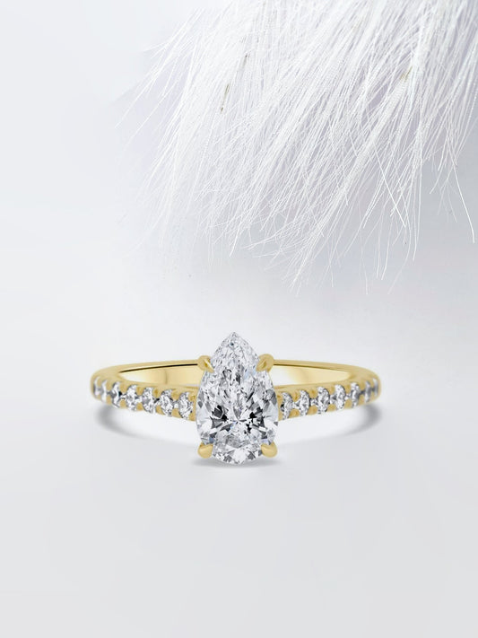 3.0CT Pear Cut Pave Moissanite Diamond Engagement Ring Anniversary Gift