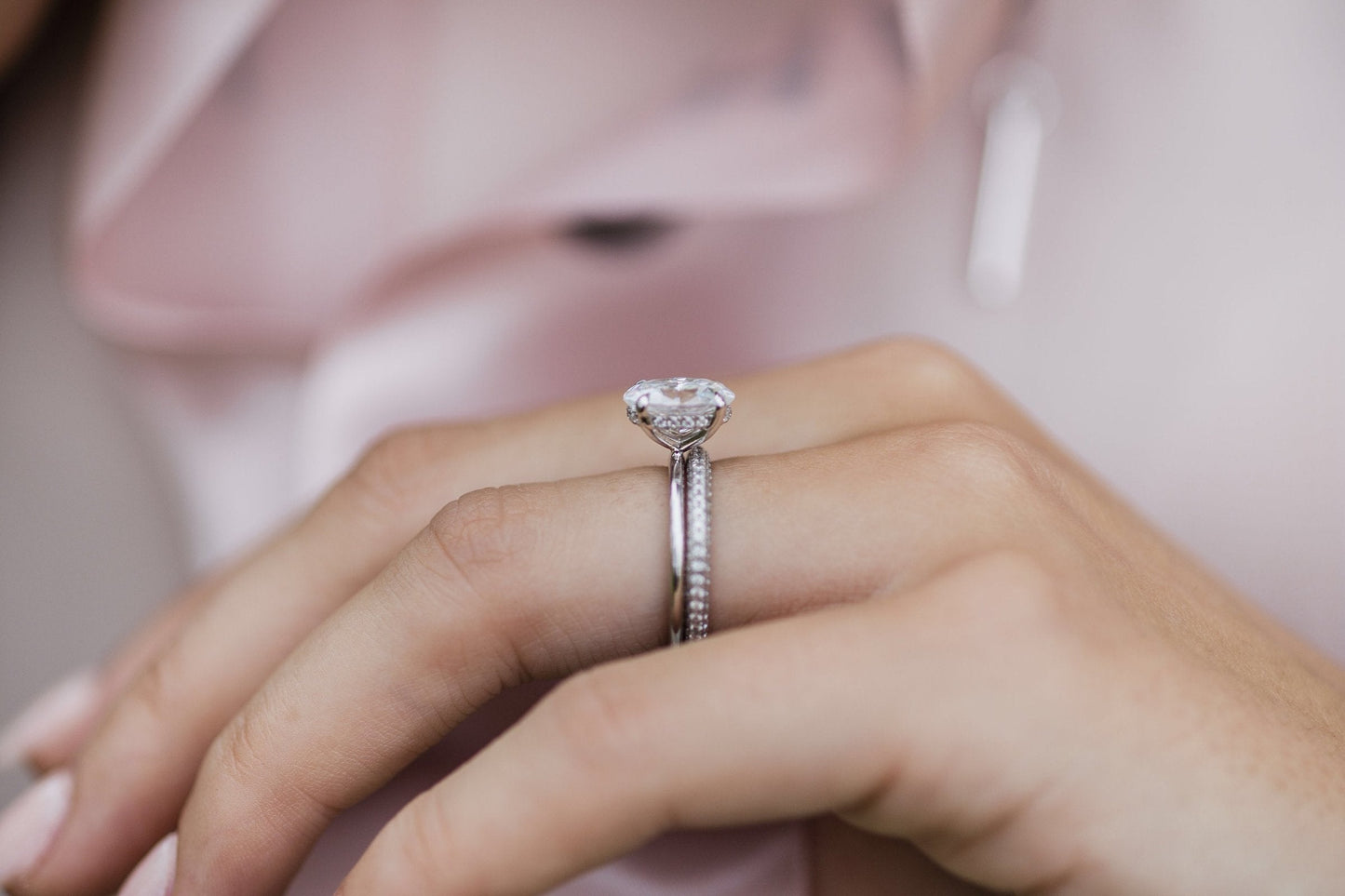 2.10CT Oval Cut Hidden Halo Moissanite Diamond Engagement Ring