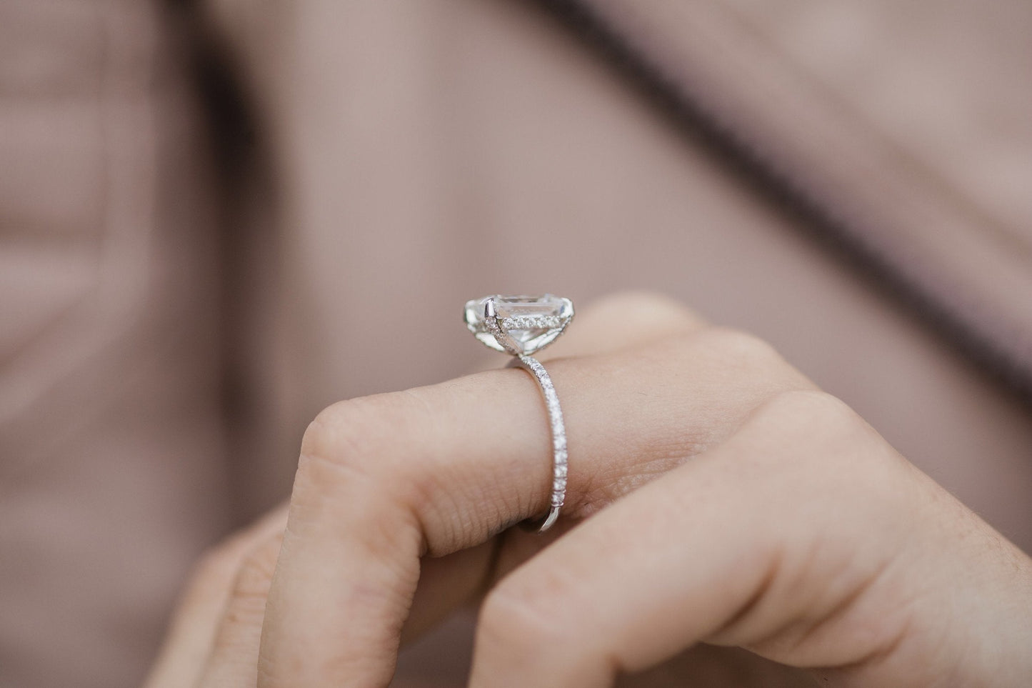 2.70CT Radiant Cut Hidden Halo Moissanite Diamond Engagement Ring