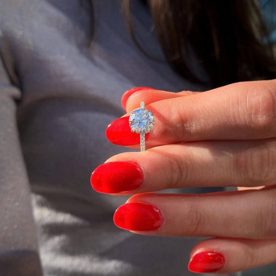 1.50CT Round Cut Hidden Halo Moissanite Diamond Engagement Ring