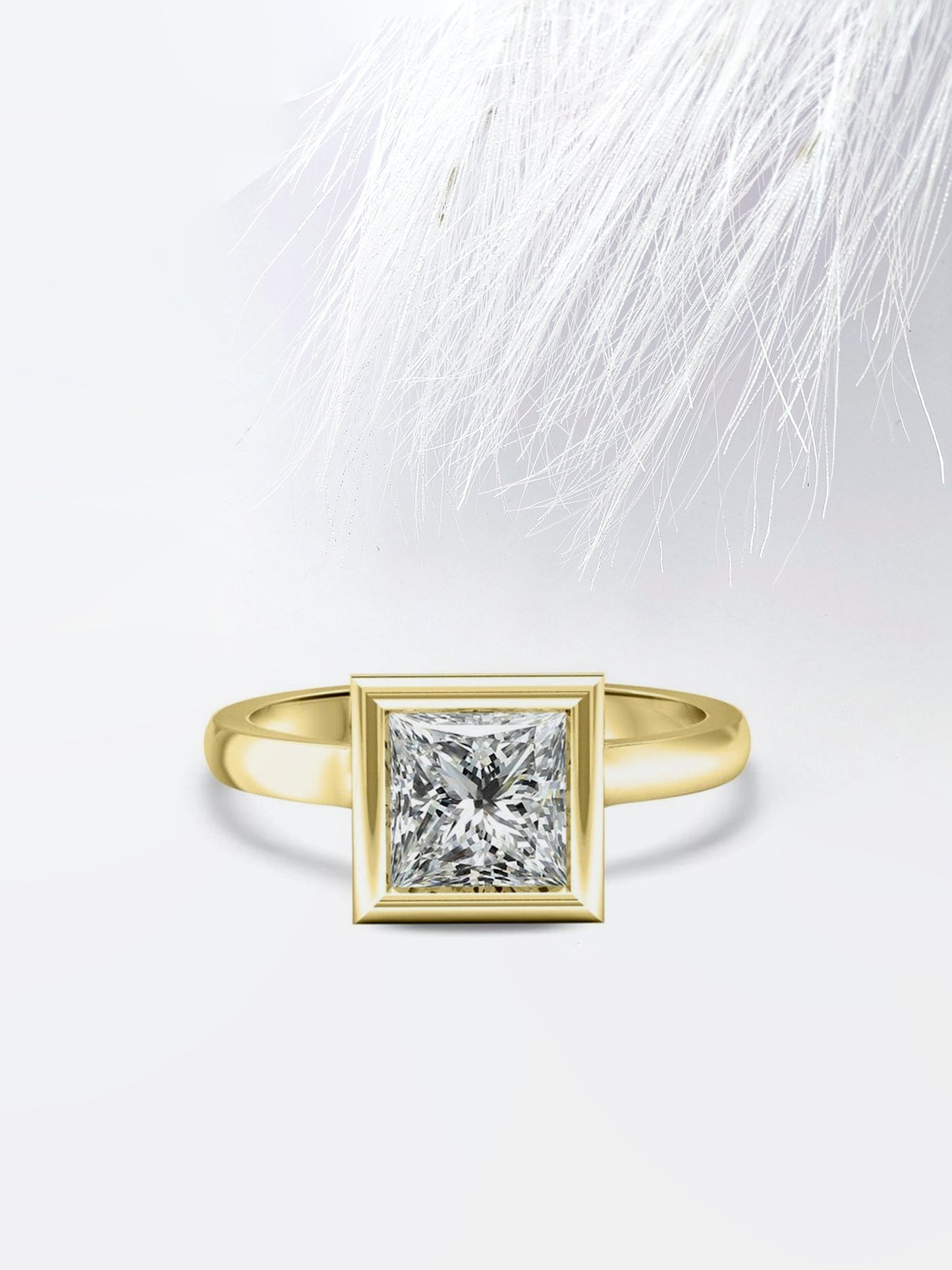 1.0CT Princess Cut Bezel Moissanite Diamond Engagement Ring For Her