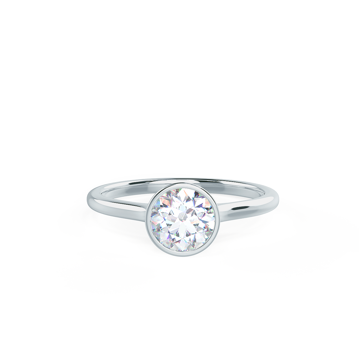 1.5ct Round Cut Moissanite Diamond Bezel Solitare Engagement Ring