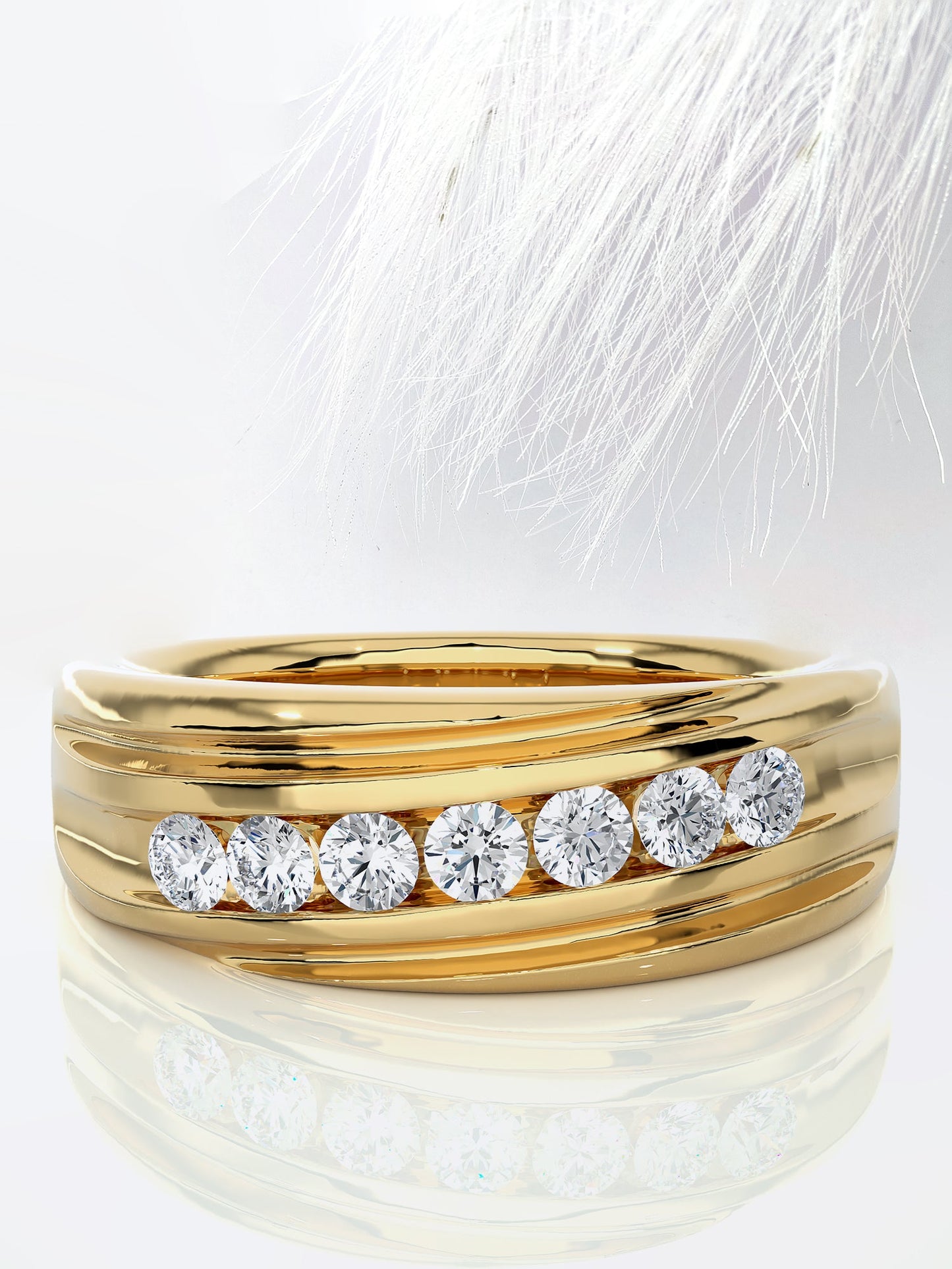 Round Shape Seven Stone Moissanite Men's Wedding Band