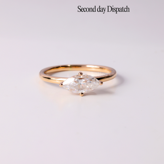 1.0CT East West Marquise Cut Solitaire Moissanite Engagement Ring - Ready to Ship