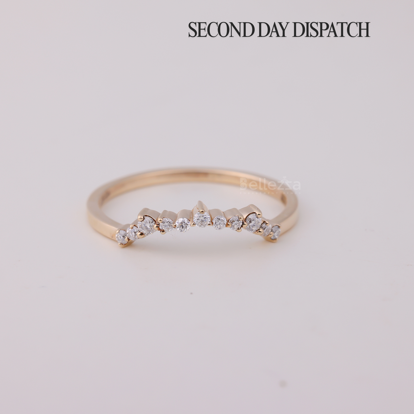 Round Brilliant Diamond Curved Wedding Band - Ready to Ship