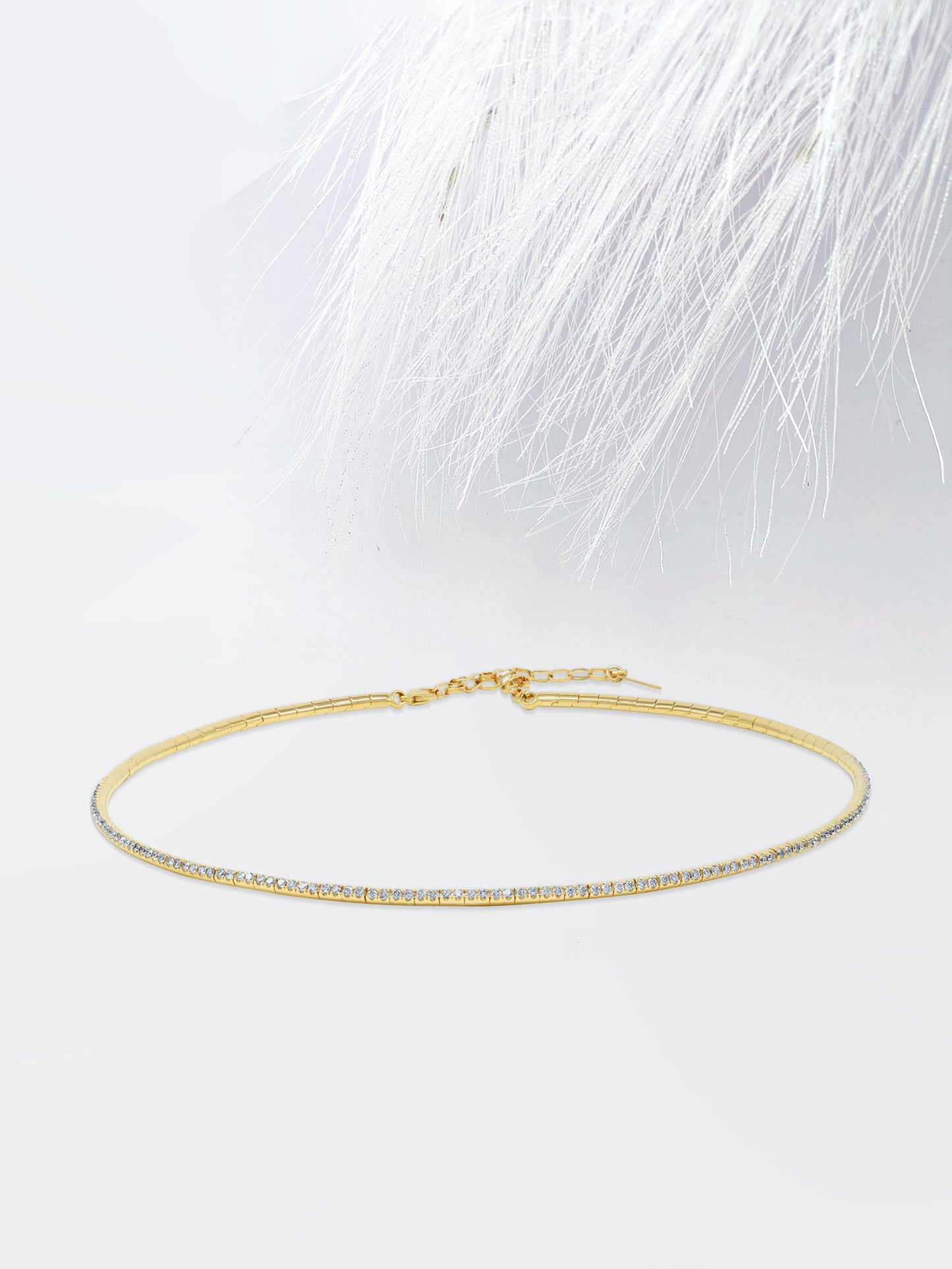 Round Cut Flexible Diamond Moissanite Wire Choker Necklace