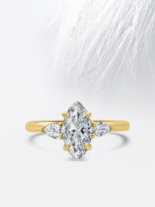 1.0CT Marquise Cut Three Stone Moissanite Diamond Engagement Ring For Women