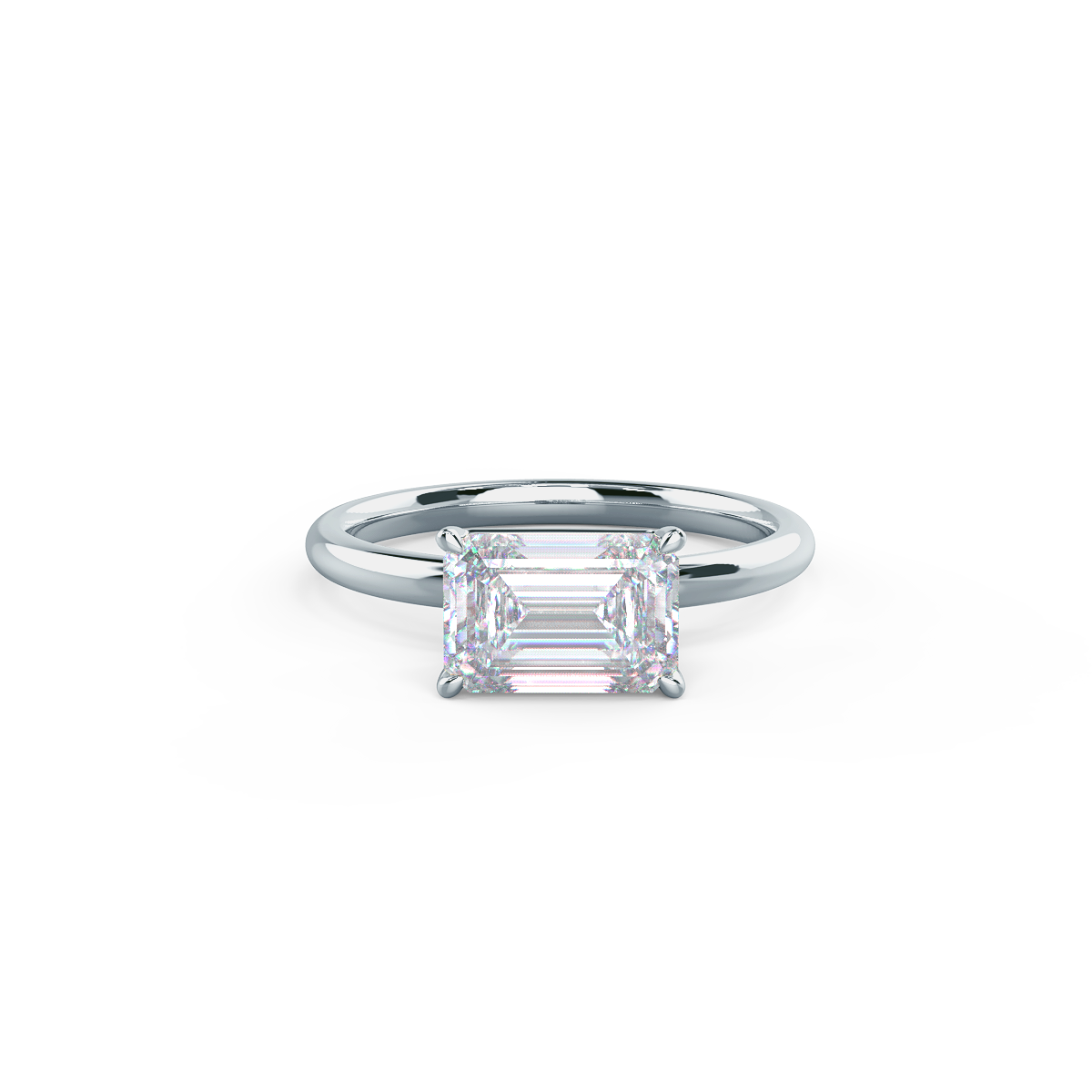 1.6CT- 2.5CT East-West Emerald Cut Solitaire Moissanite Diamond Engagement Ring