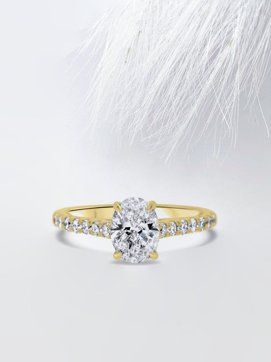 2.0CT Oval Cut Pave Moissanite Diamond Engagement Ring For Women