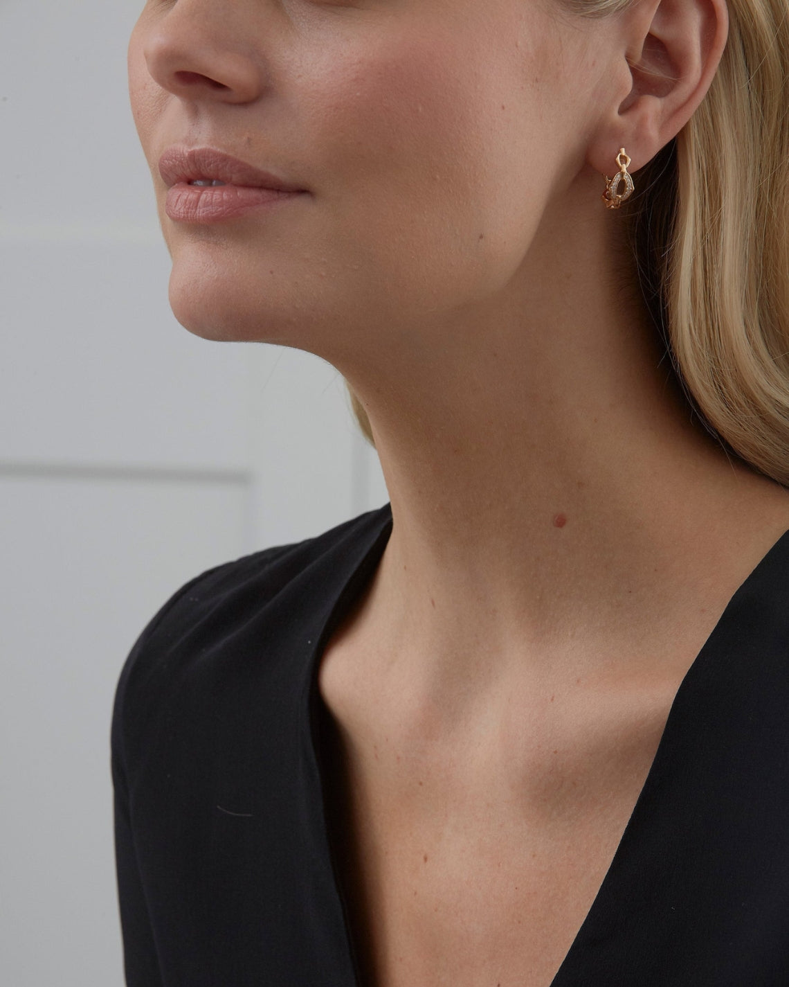 0.18 TCW Round Moissanite Diamond Link Hoop Earrings