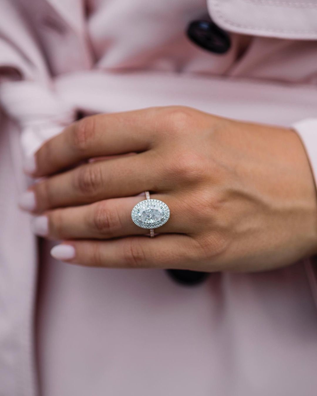 1.85 - 3.85 CT Oval Double Halo Moissanite Engagement Ring