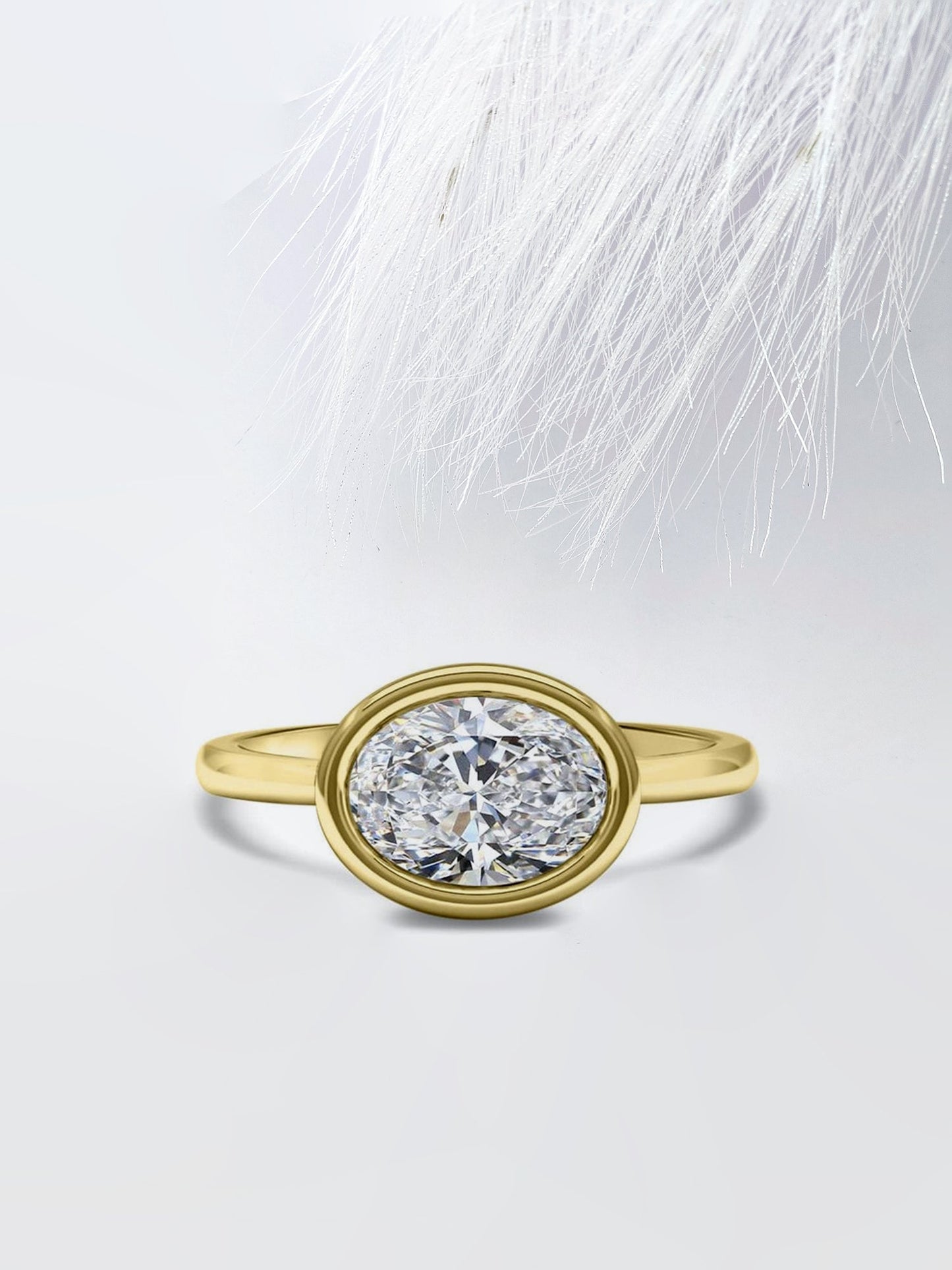 2.0CT East West Oval Cut Bezel Moissanite Diamond Engagement Ring For Women