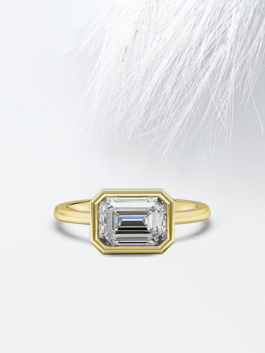 2.0CT Emerald Cut Bezel Moissanite Diamond Engagement Ring For Her