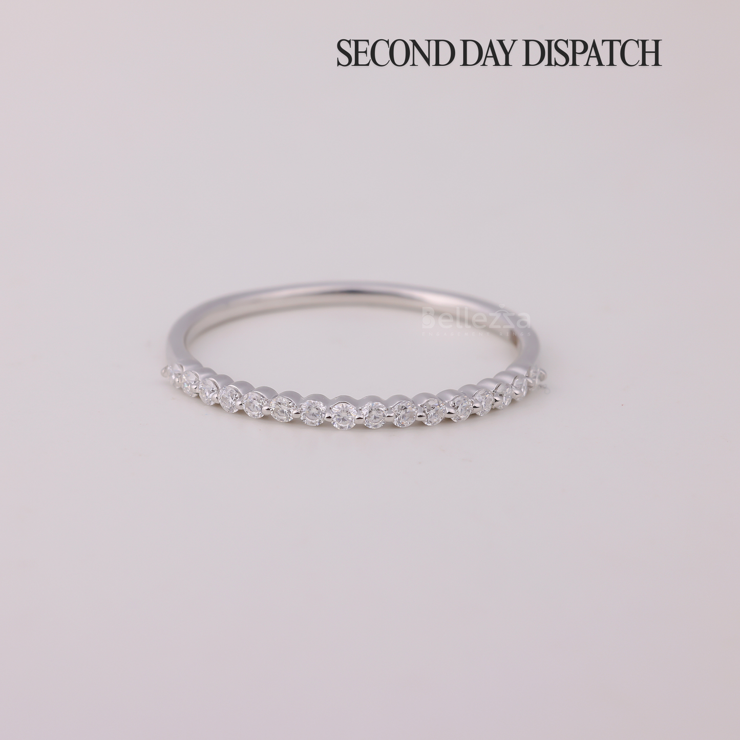 0.30TCW Round Brilliant Bubble Prong Moissanite Wedding Band - Ready to Ship