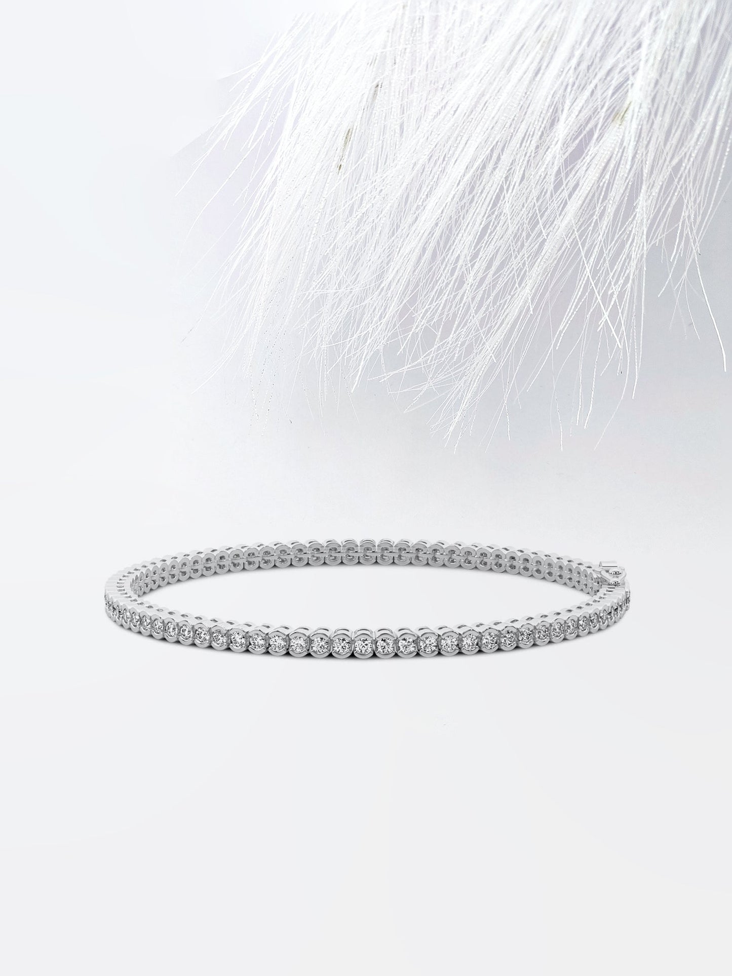 3.0ct Round Cut Half Bezel Moissanite Tennis Diamond Bracelet 14k White Gold