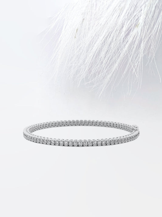 3.0ct Round Cut Half Bezel Moissanite Tennis Diamond Bracelet 14k White Gold