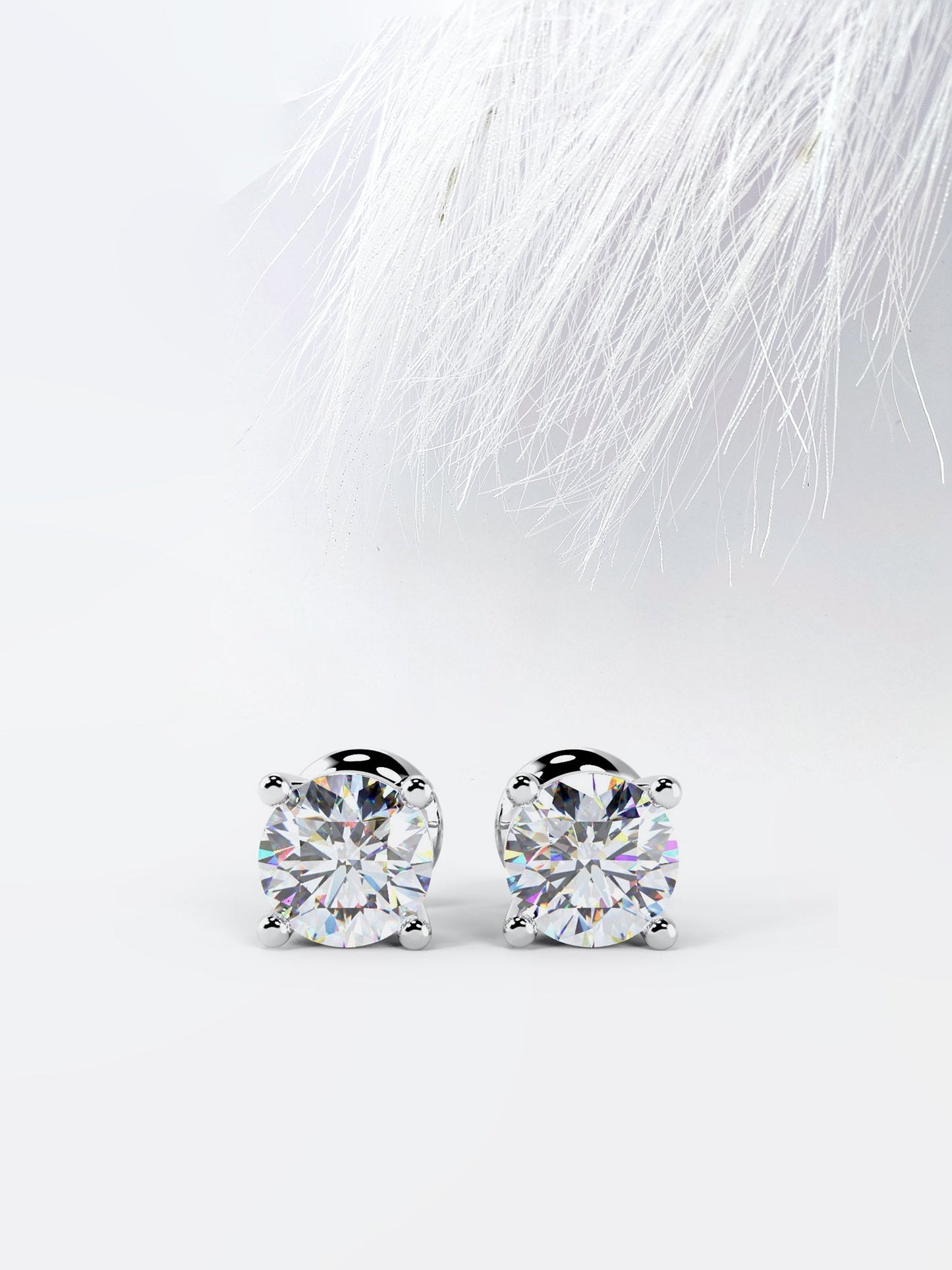 Round Cut Four Prong Moissanite Stud Diamond Earrings For Women